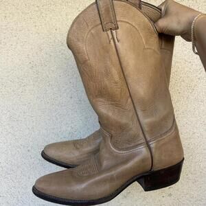 Justin Cowboy Boots Men’s 10 USA Tan Leather Western Rodeo Classic Made in USA